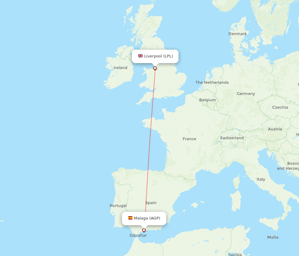AGP to LPL flights and routes map