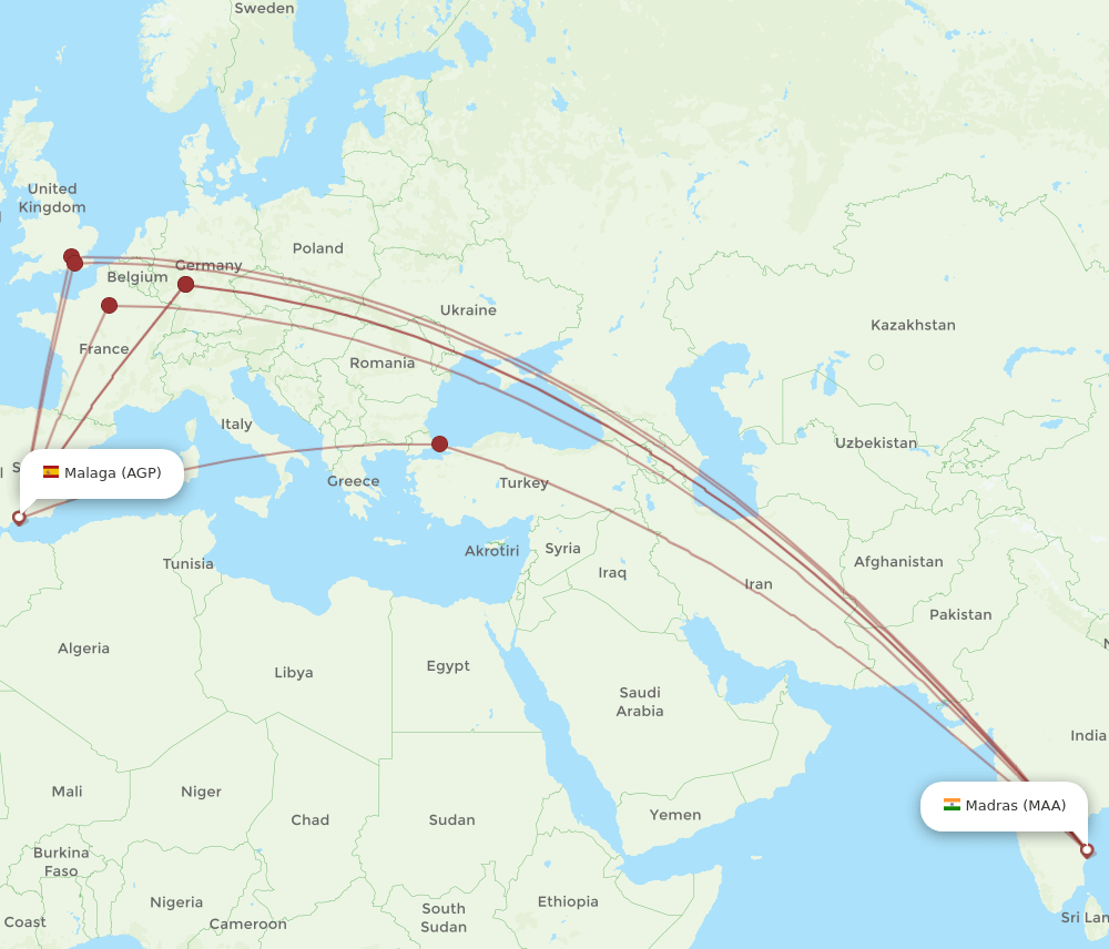 AGP to MAA flights and routes map