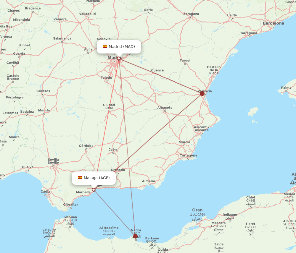 AGP to MAD flights and routes map