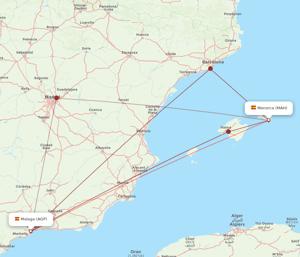 AGP-MAH flight routes