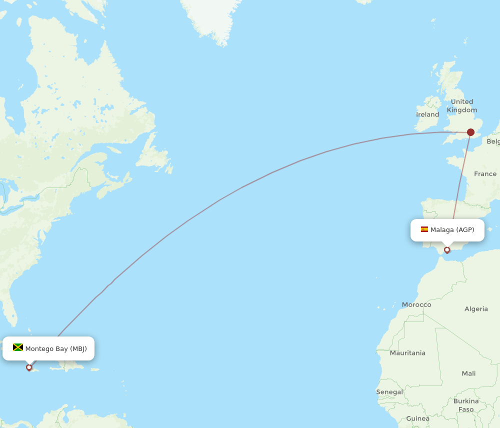 AGP-MBJ flight routes