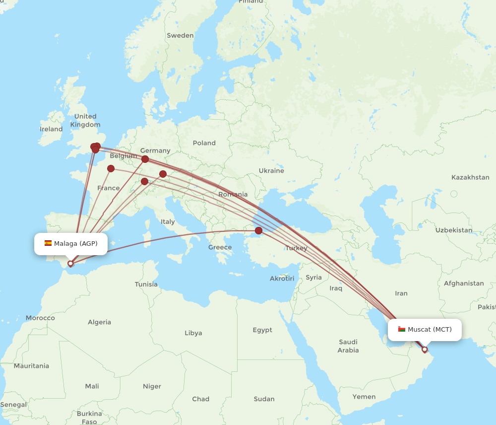 AGP-MCT flight routes