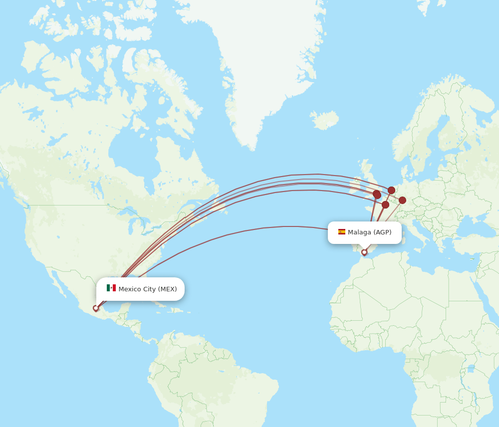 AGP to MEX flights and routes map