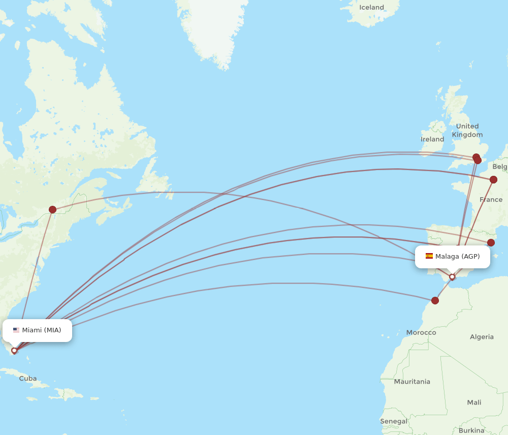 AGP-MIA flight routes