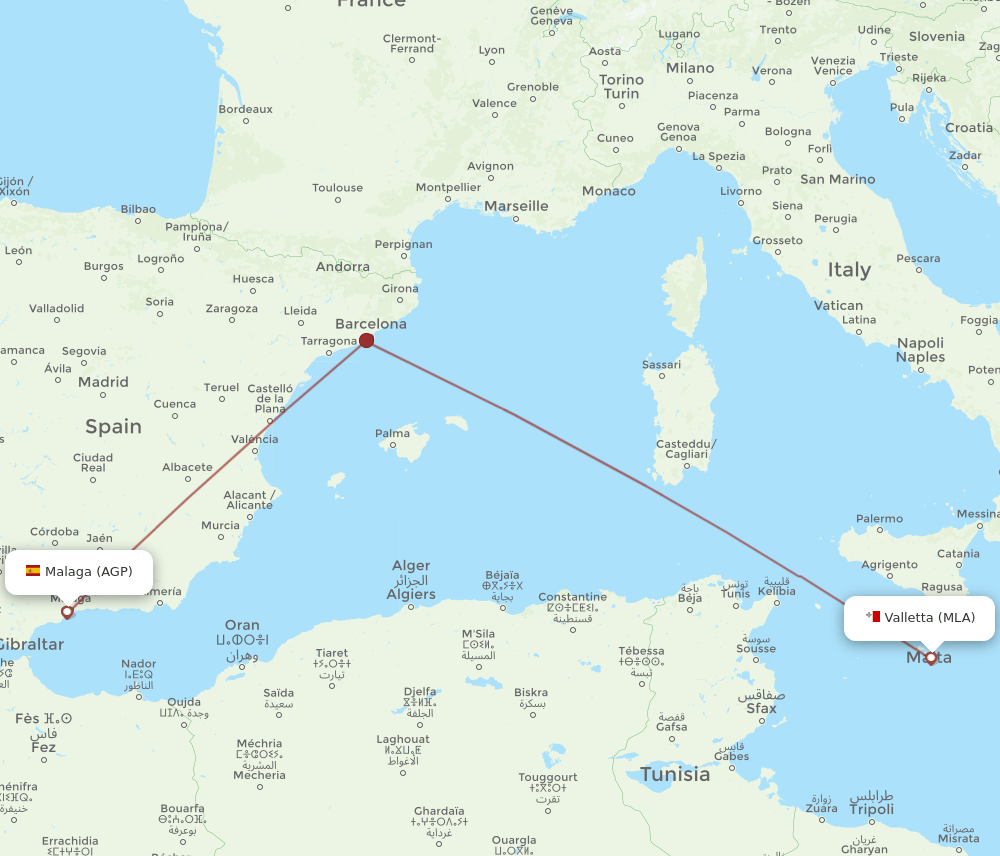 AGP-MLA flight routes