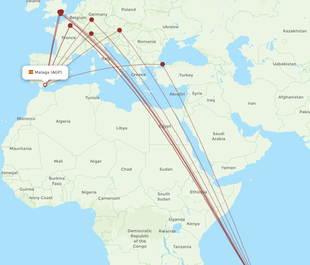 AGP-MRU flight routes