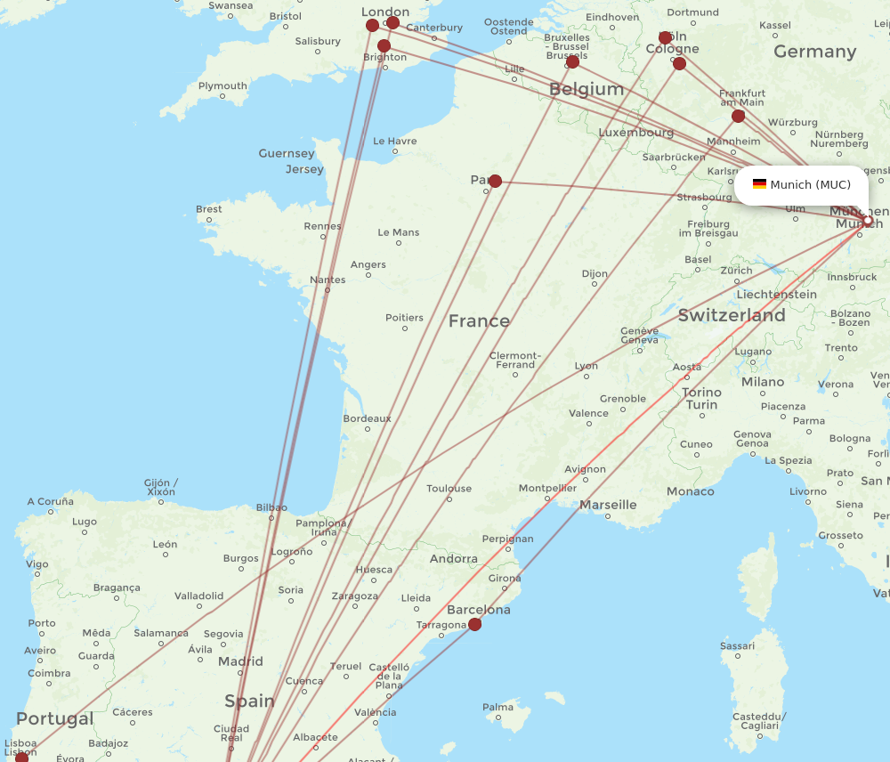 AGP to MUC flights and routes map