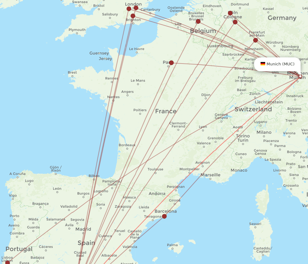 AGP-MUC flight routes