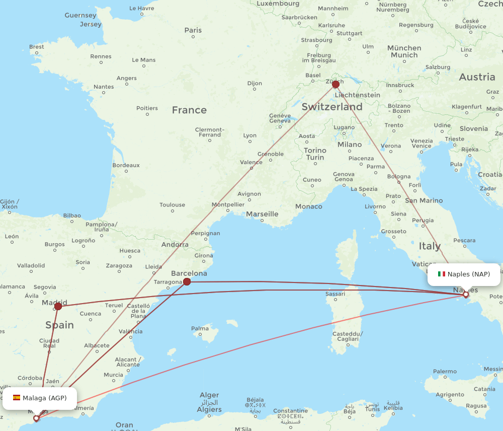 AGP-NAP flight routes