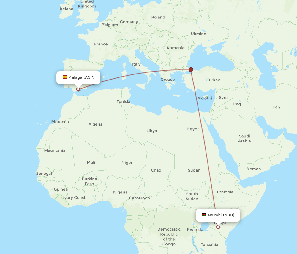 AGP-NBO flight routes