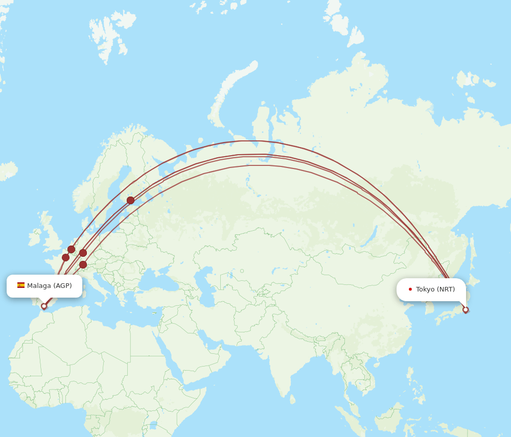 AGP-NRT flight routes