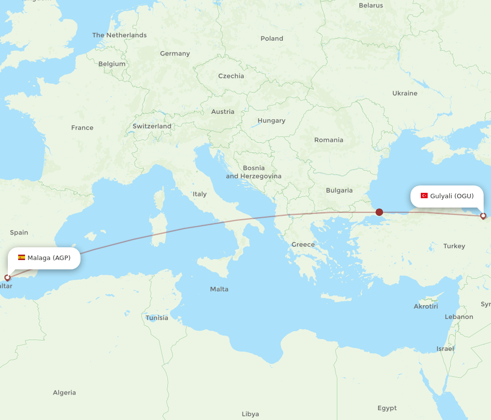 AGP-OGU flight routes