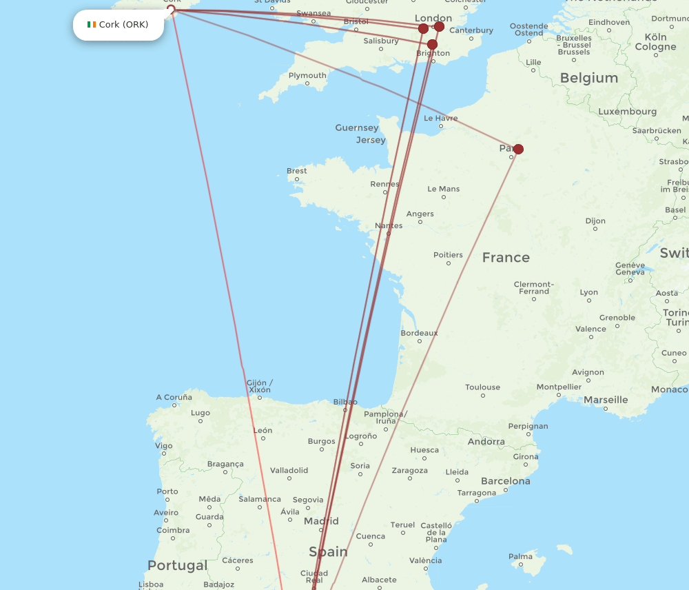 AGP-ORK flight routes