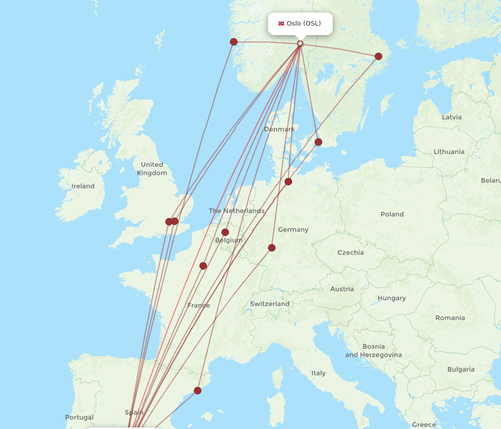 AGP to OSL flights and routes map