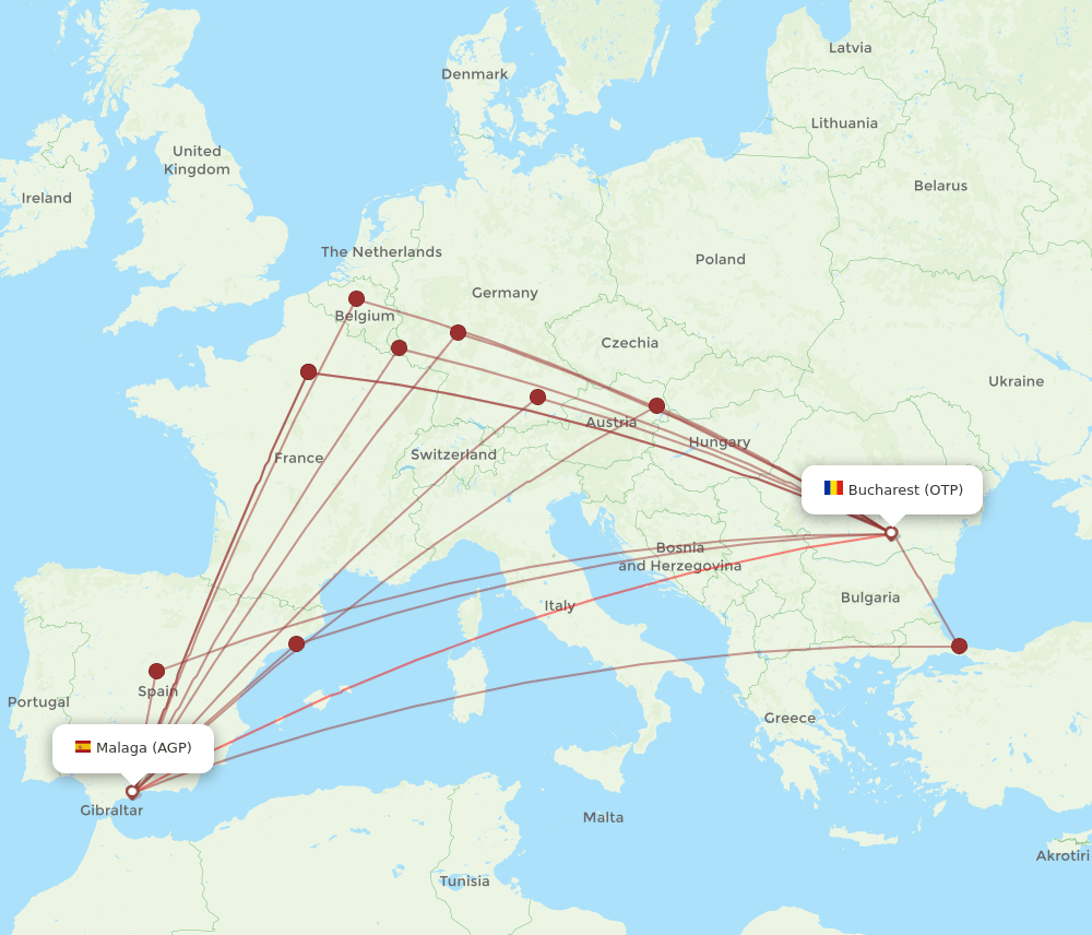 AGP-OTP flight routes
