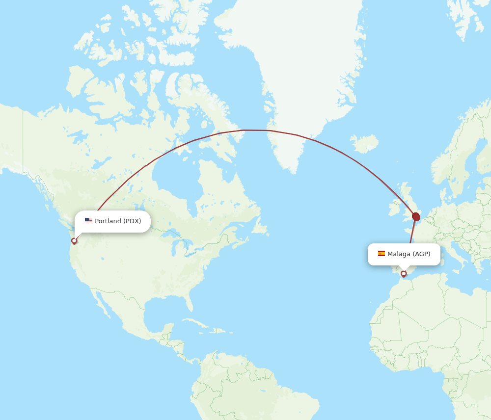 AGP-PDX flight routes