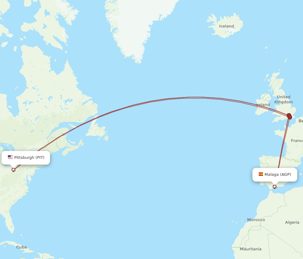 AGP-PIT flight routes
