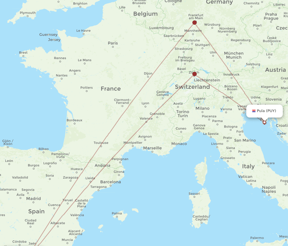 AGP-PUY flight routes
