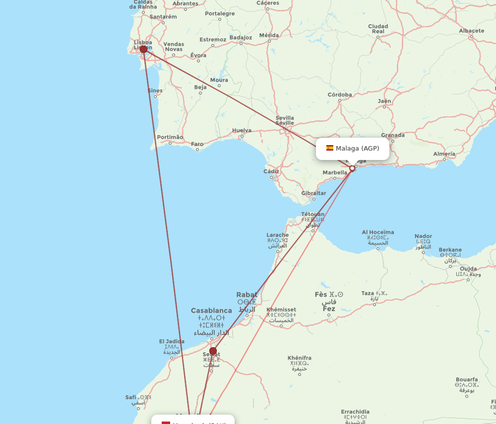 AGP to RAK flights and routes map