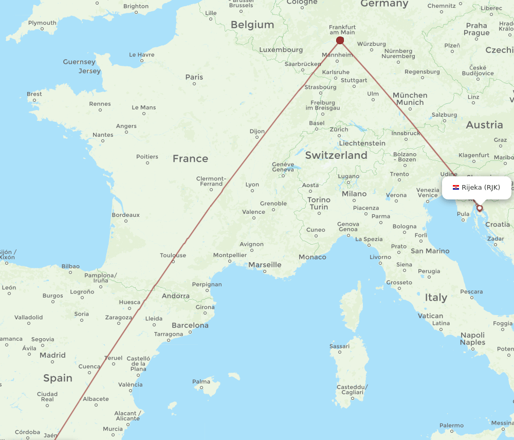 AGP-RJK flight routes