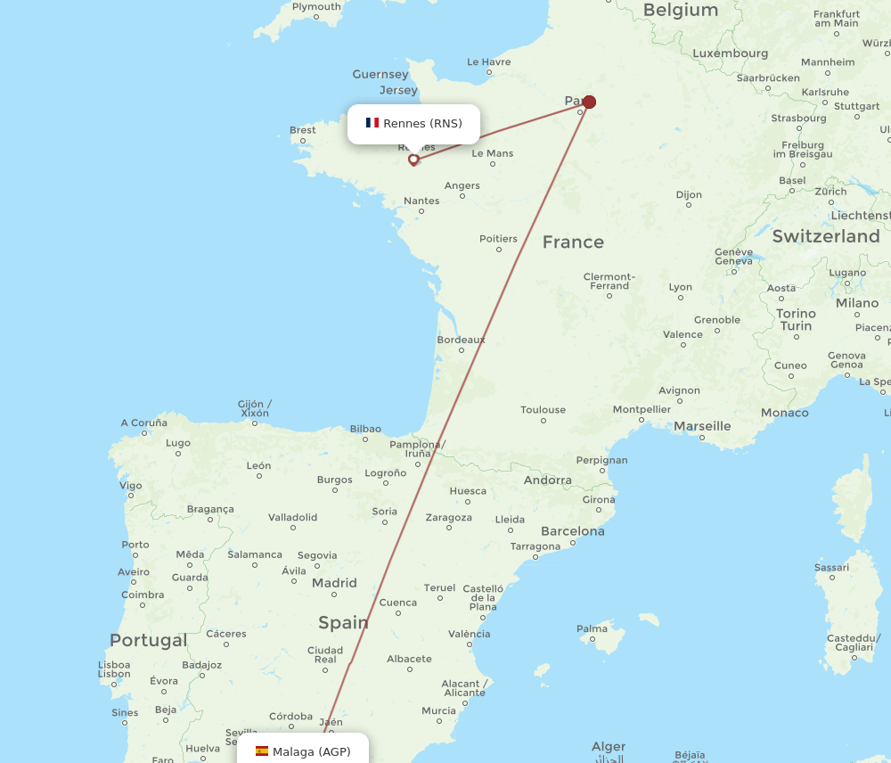 AGP-RNS flight routes