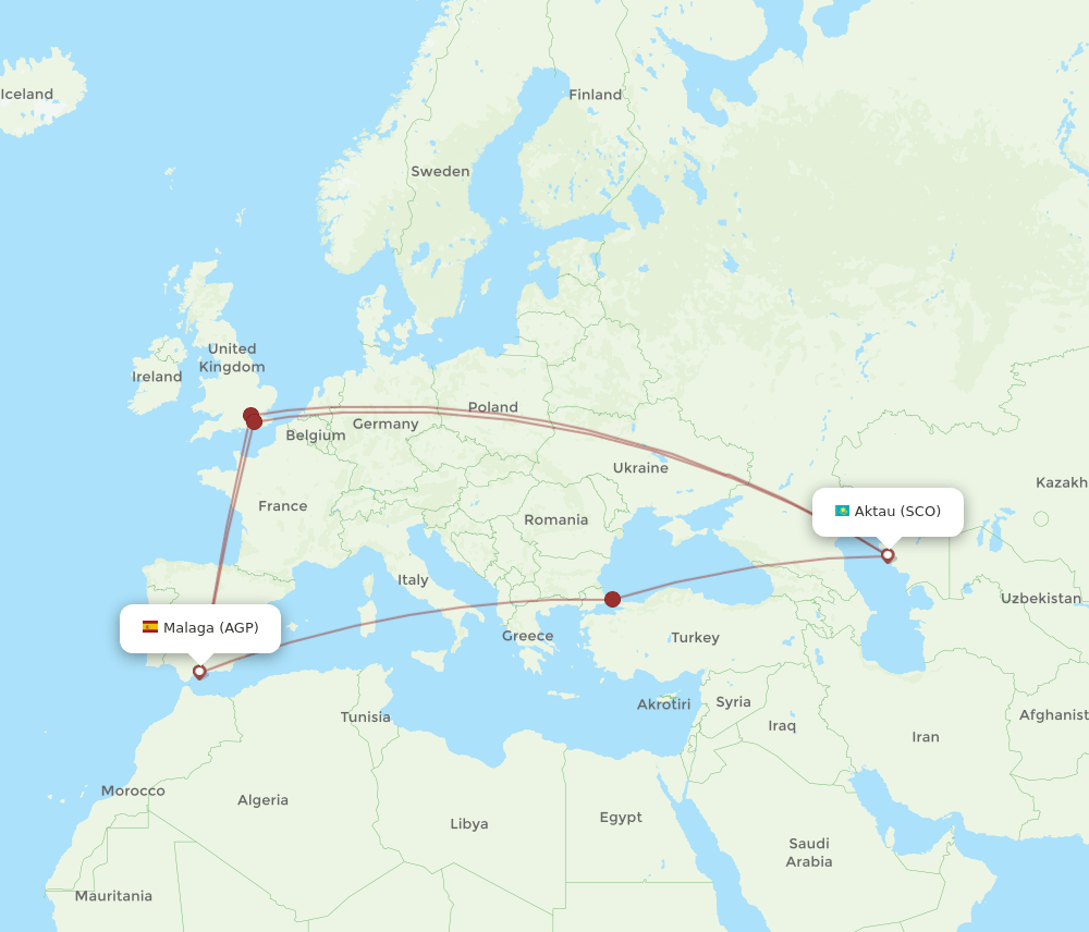 AGP to SCO flights and routes map