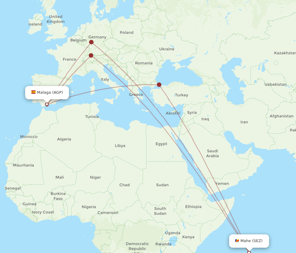 AGP-SEZ flight routes