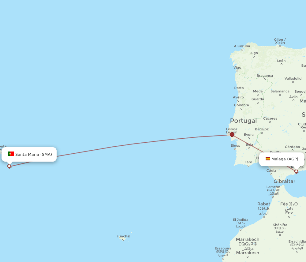 AGP to SMA flights and routes map