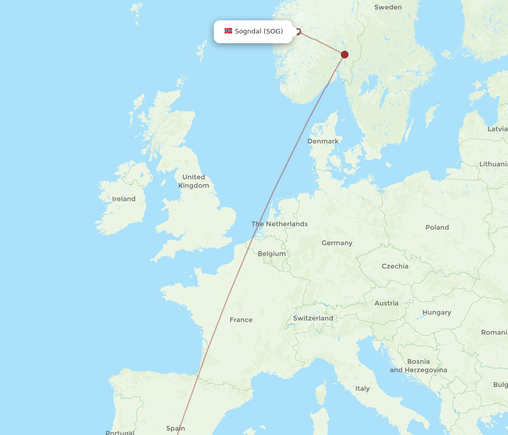 AGP to SOG flights and routes map