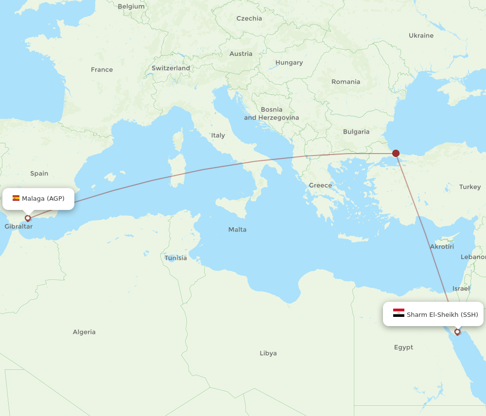 AGP to SSH flights and routes map