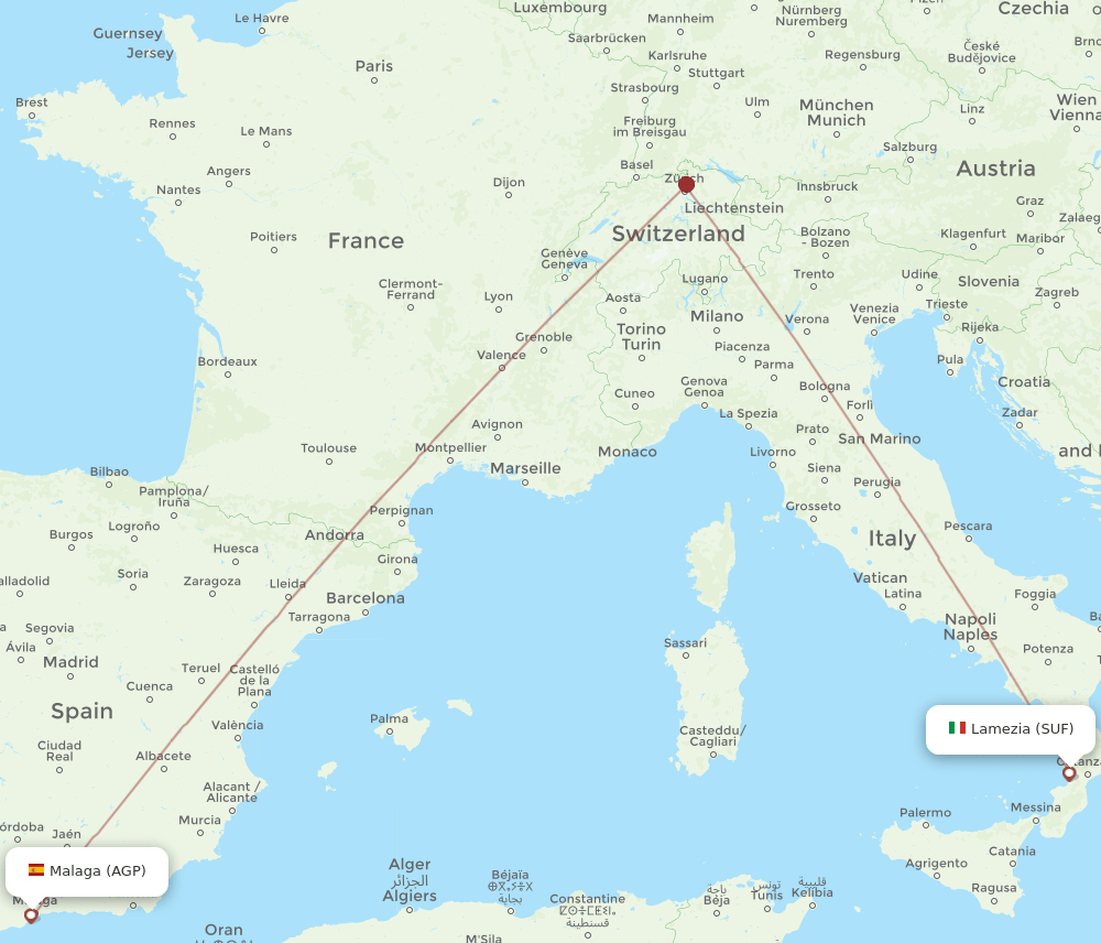 AGP-SUF flight routes