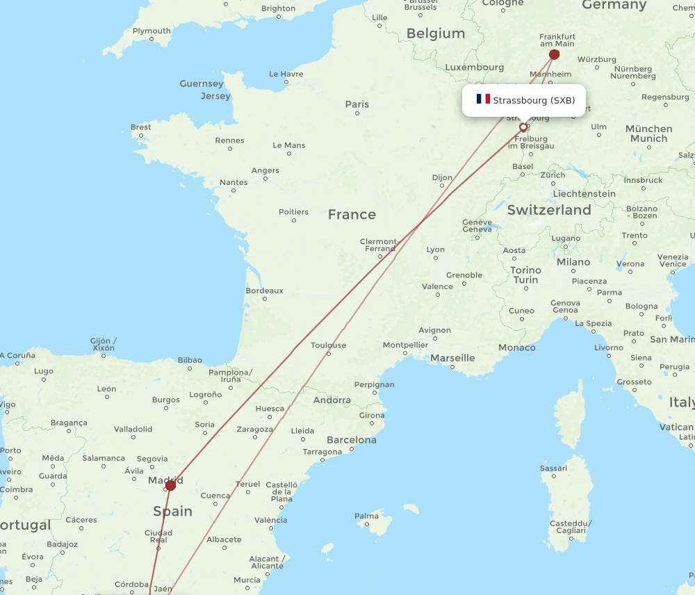 AGP to SXB flights and routes map