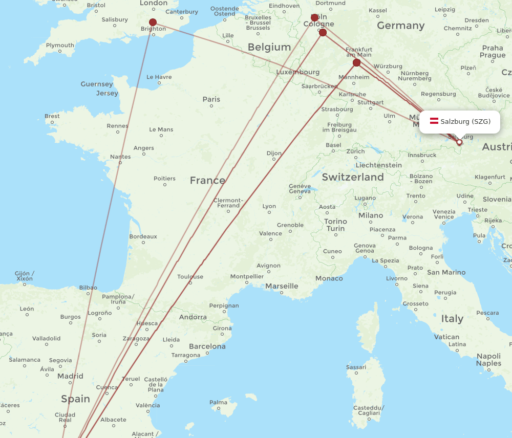AGP-SZG flight routes