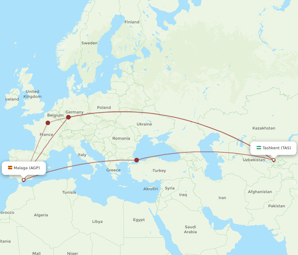 AGP-TAS flight routes