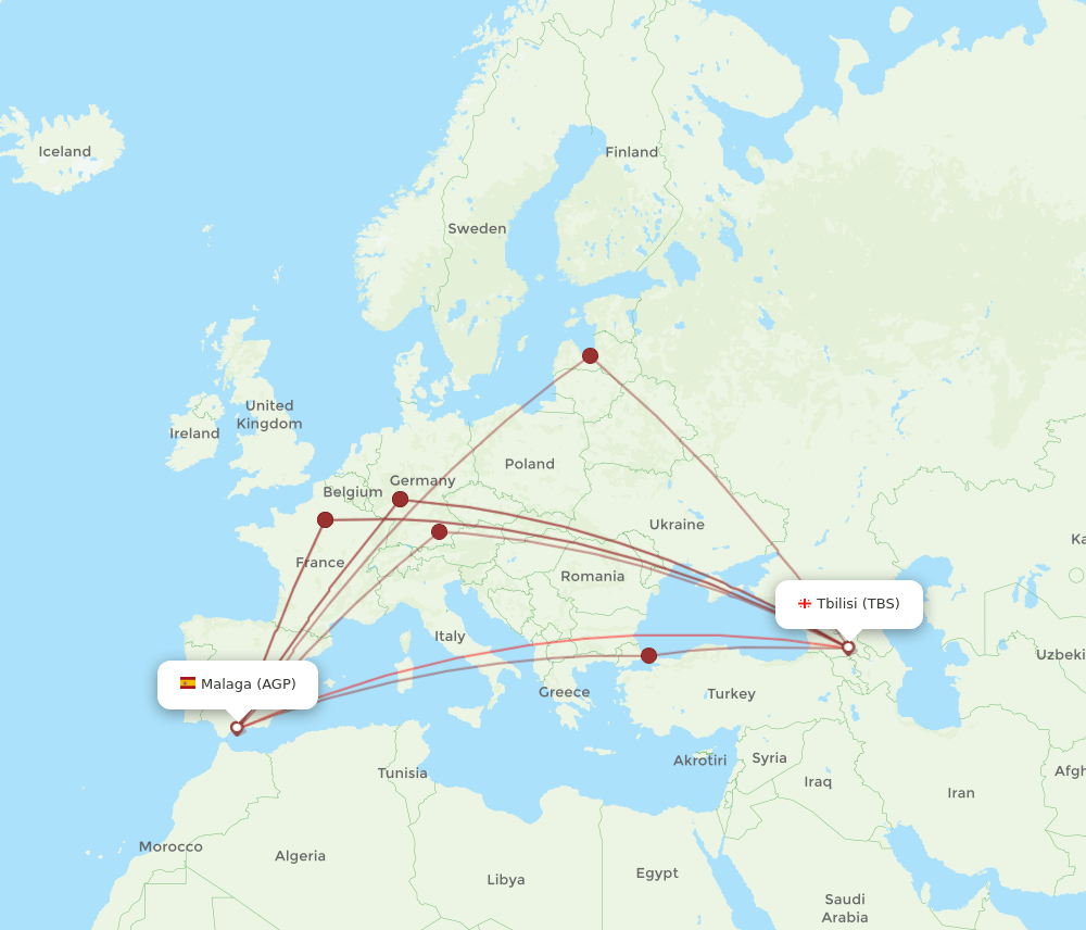 AGP-TBS flight routes