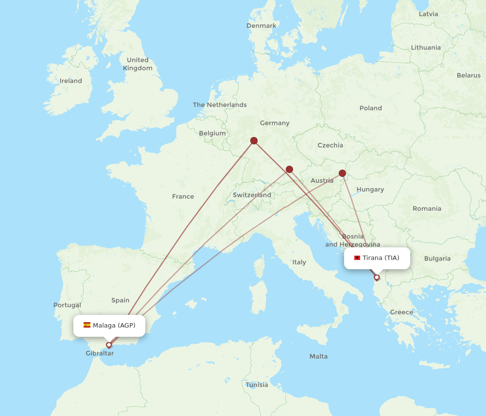 AGP-TIA flight routes