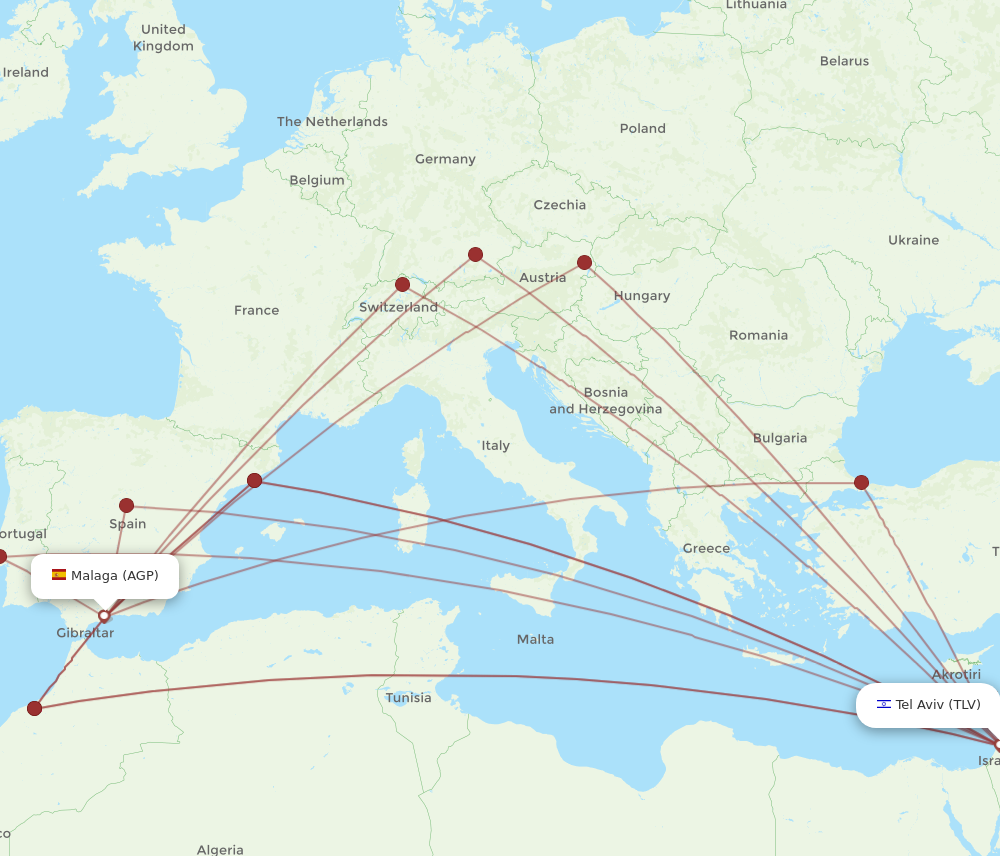 AGP to TLV flights and routes map