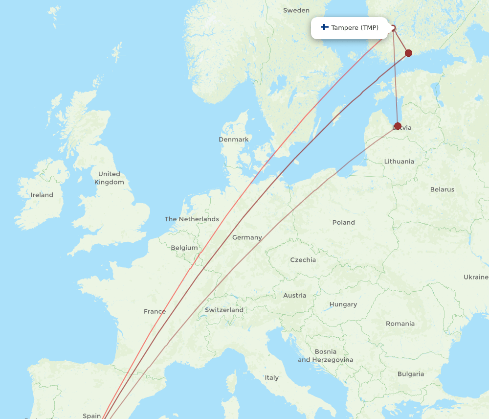 AGP-TMP flight routes