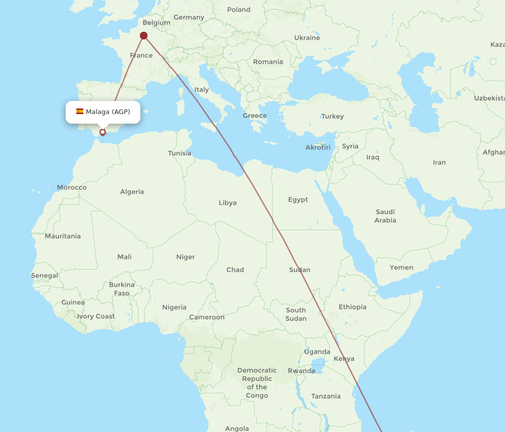 AGP-TNR flight routes