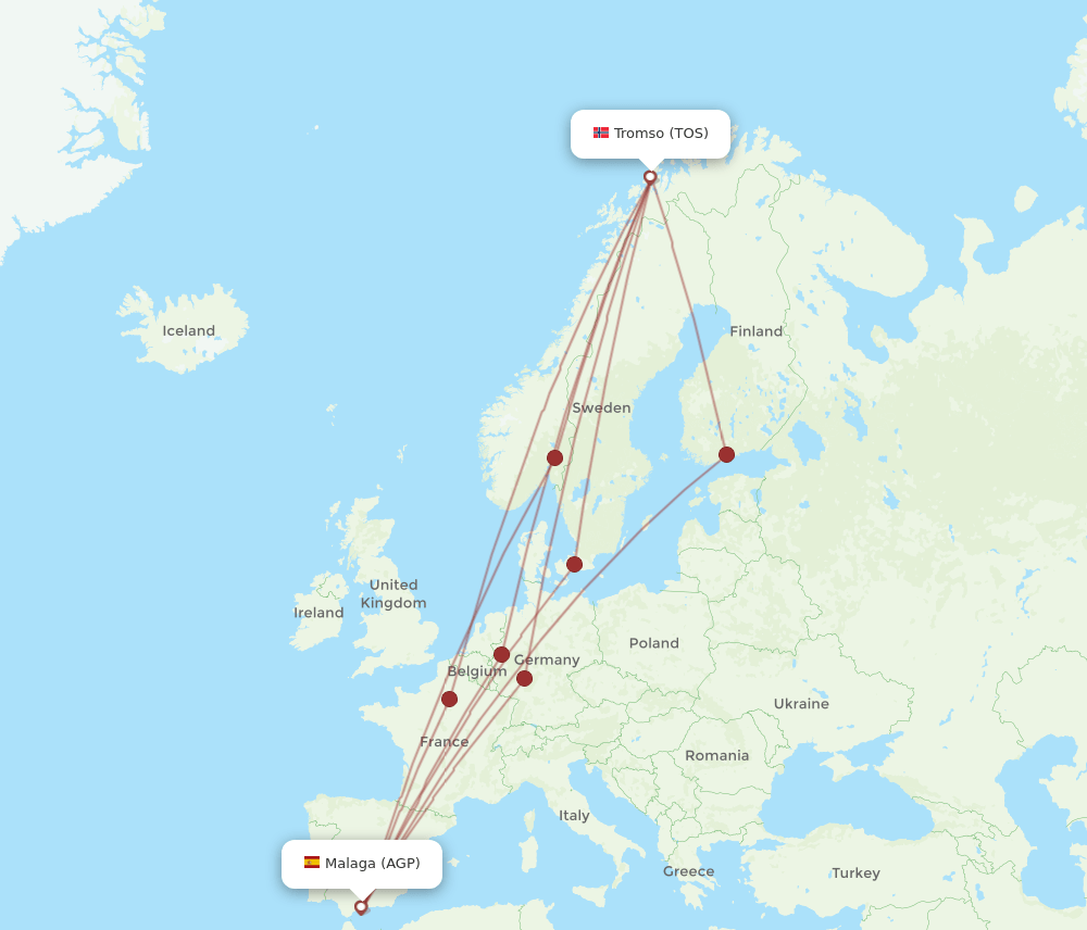 AGP-TOS flight routes