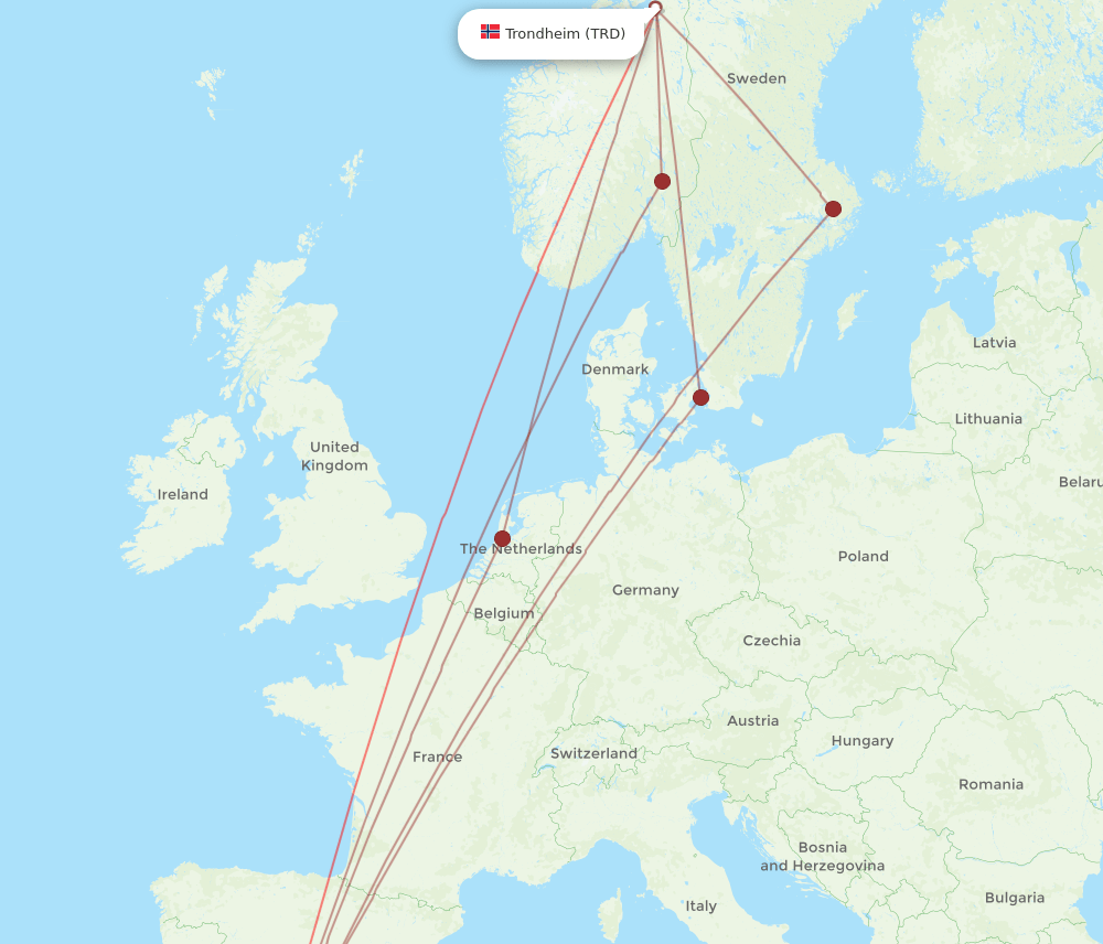 AGP-TRD flight routes