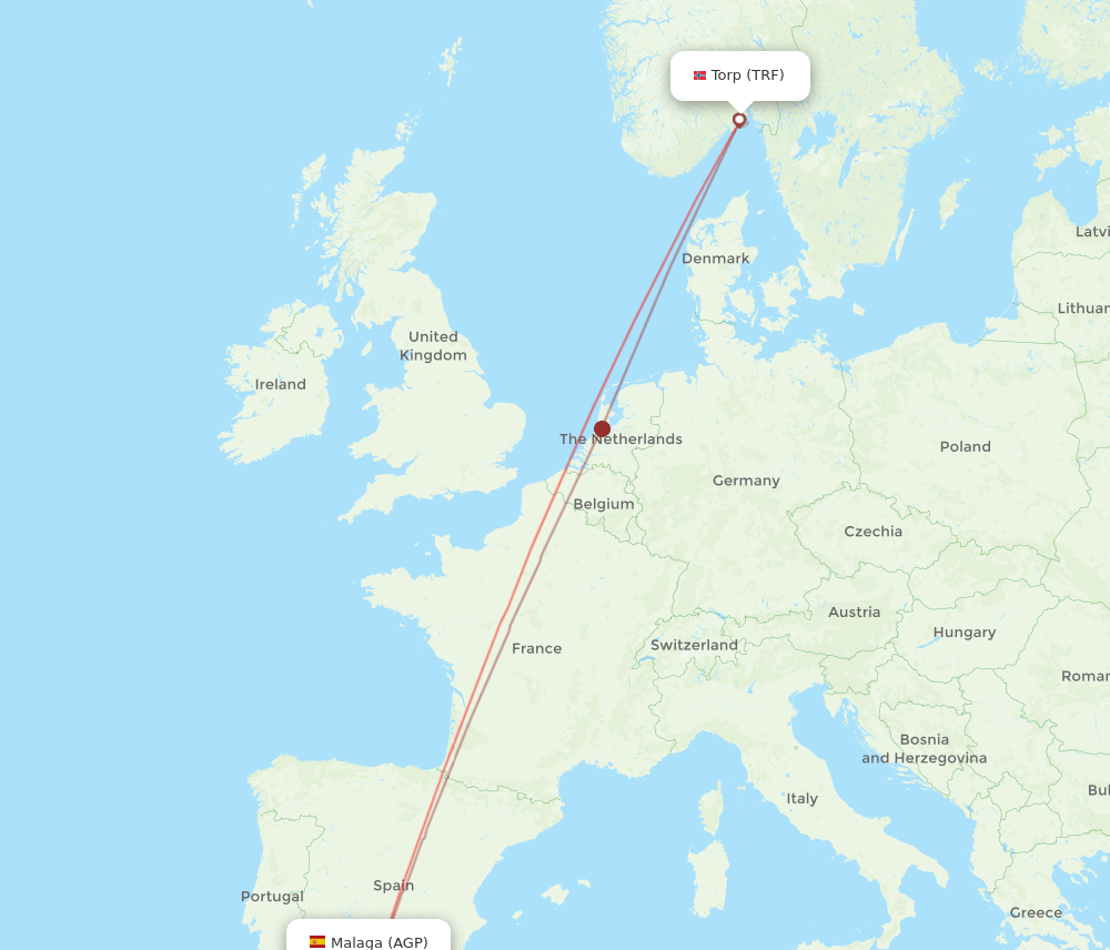 AGP-TRF flight routes
