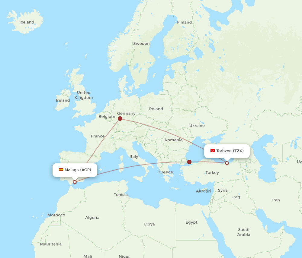 AGP-TZX flight routes