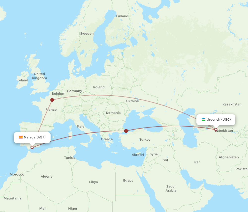 AGP-UGC flight routes
