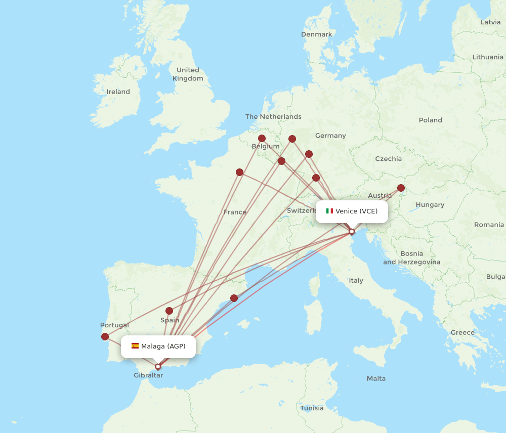 AGP-VCE flight routes