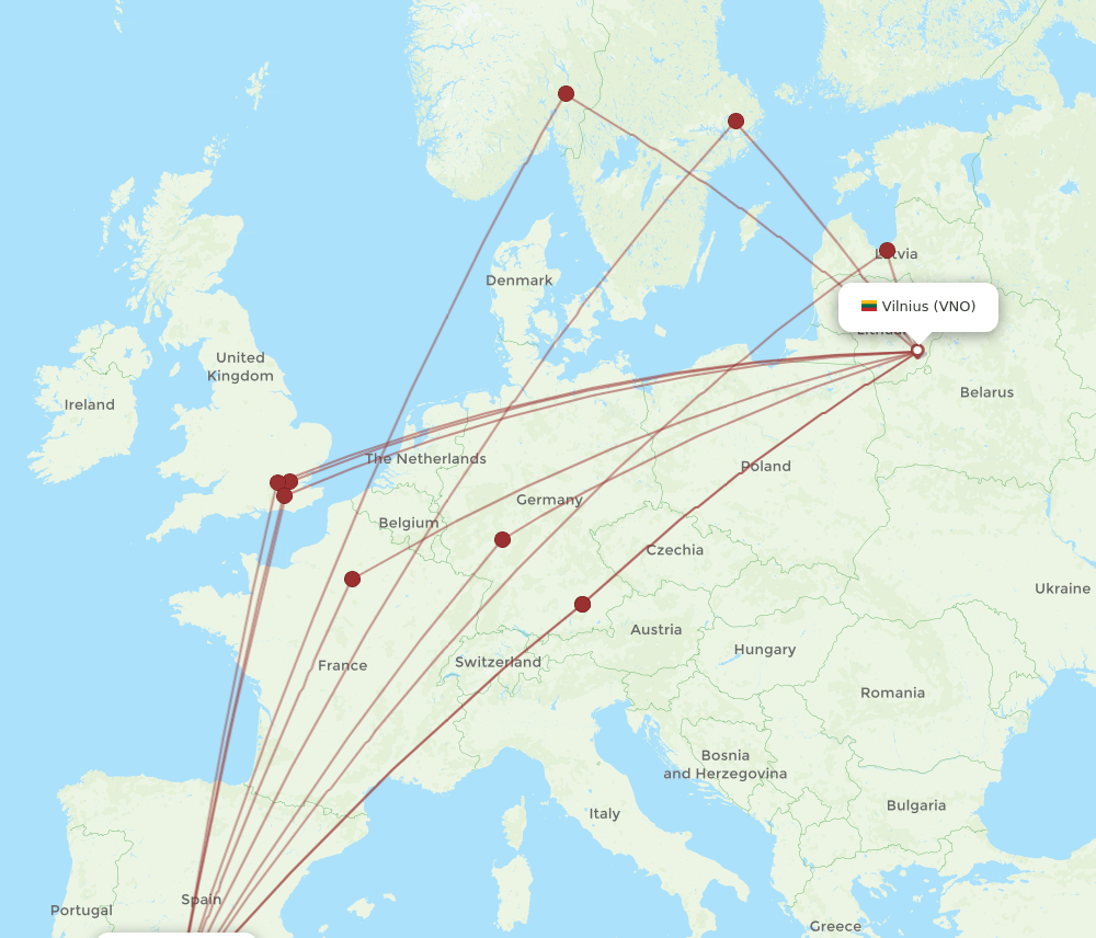 AGP-VNO flight routes