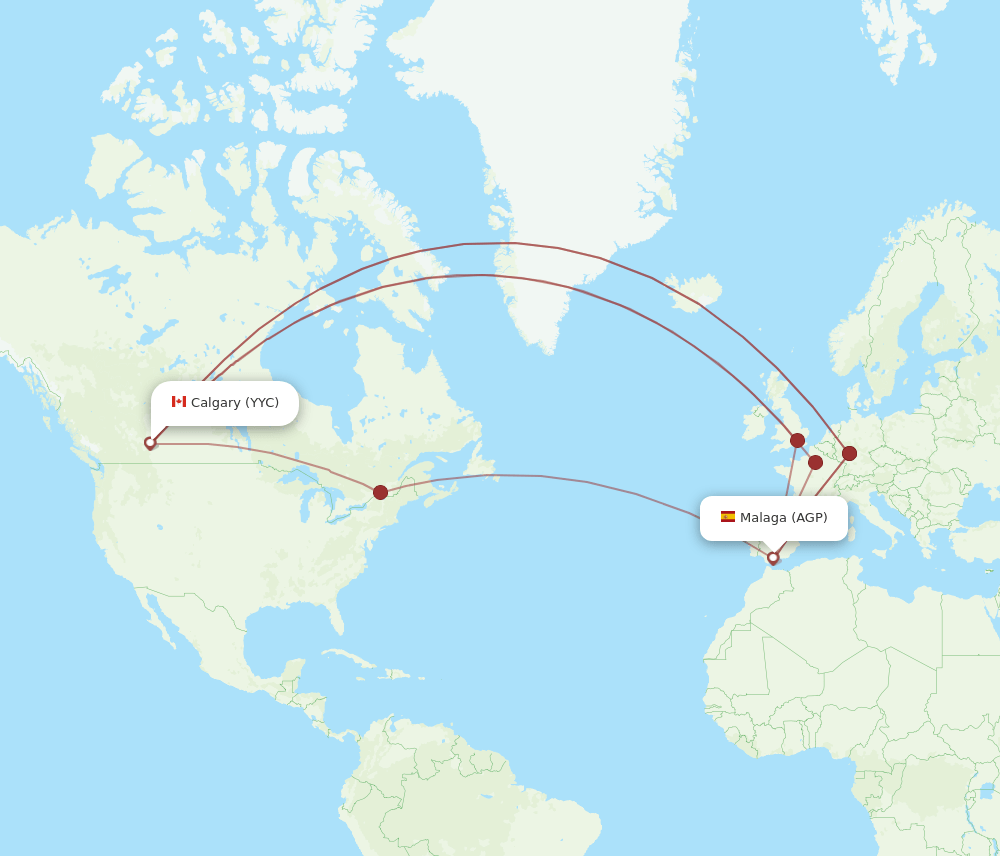 AGP-YYC flight routes