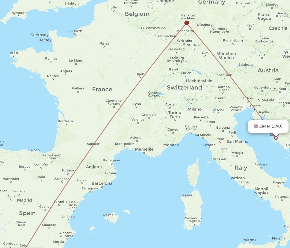 AGP-ZAD flight routes