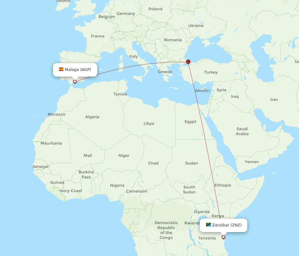 AGP-ZNZ flight routes