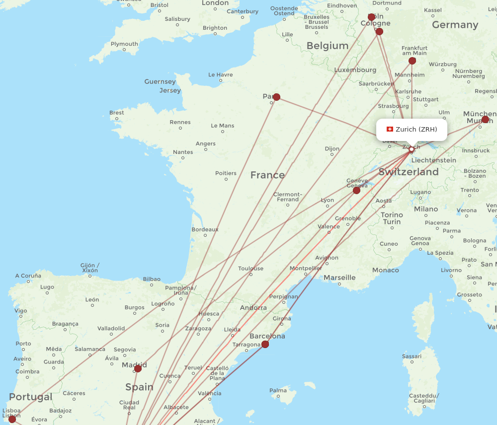 AGP to ZRH flights and routes map